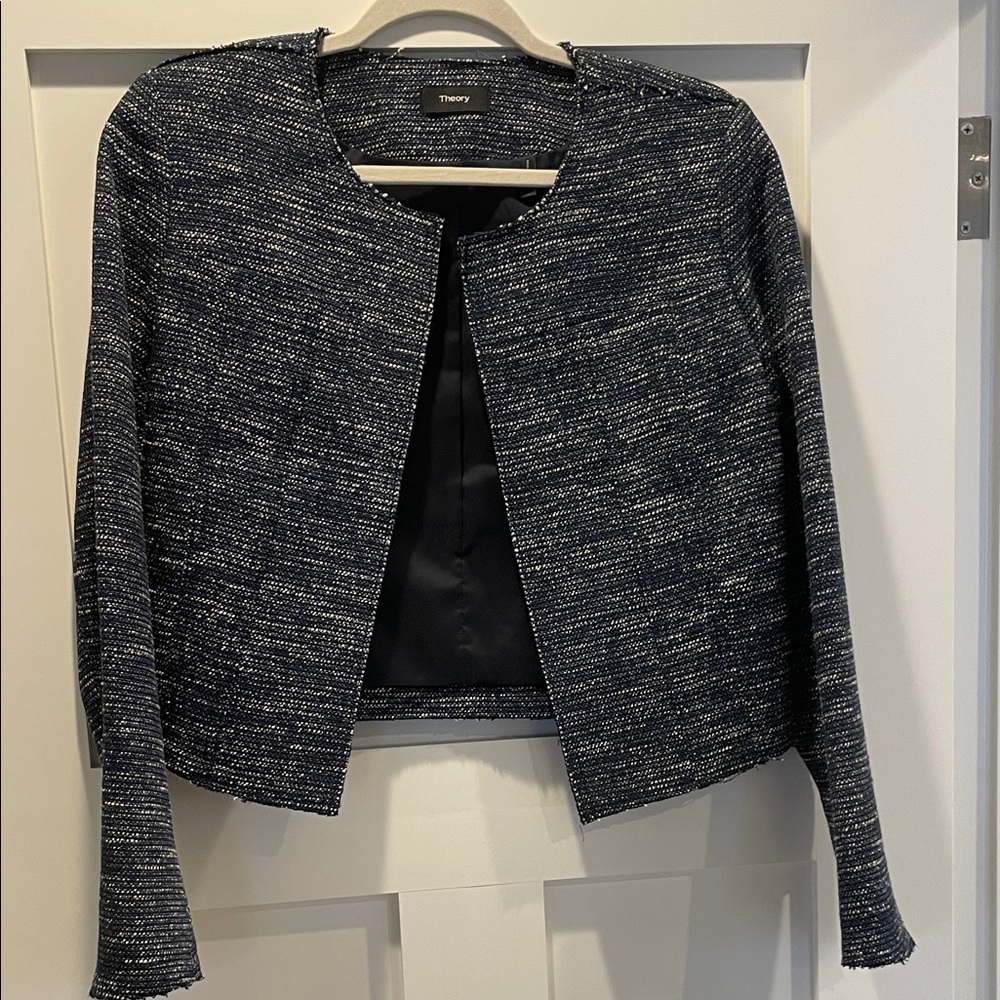 Theory Women's Navy Tweed Blazer